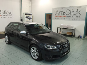 Audi A3 wrapping tetto specchietti argento lucido 3