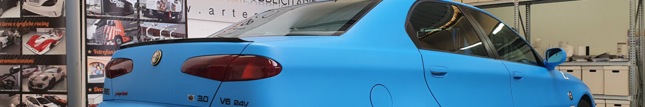 Car wrapping Alfa Romeo 166 pellicola azzurro opaco 3M 1080 thiene vicenza 3