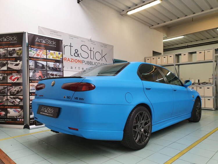 Car wrapping Alfa Romeo 166 pellicola azzurro opaco 3M 1080 thiene vicenza 3