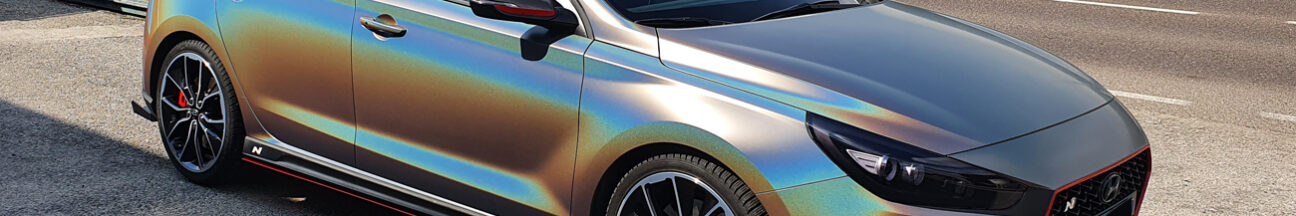 Car wrapping fari oscurati cromature hyundai i30n tetto specchietti carbonio