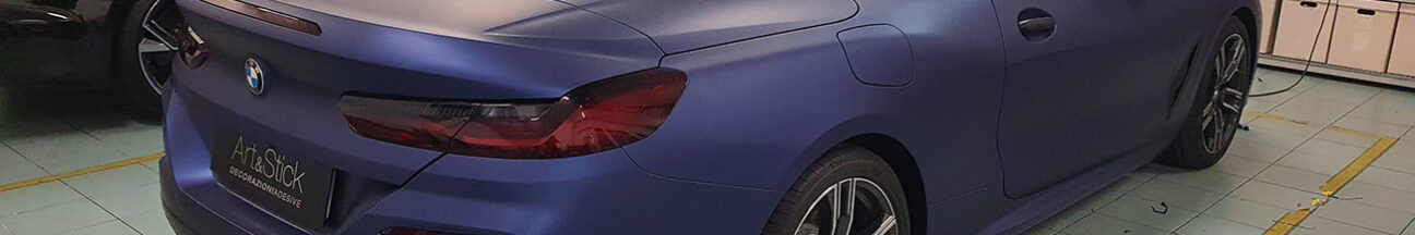 Car wrapping personalizzazioni BMW 840 avery oscuramento fari vetri