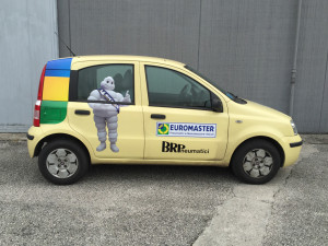Fiat Panda decorazione auto sostitutiva pubblicitaria BRP, BRPneumatici, Euromaster