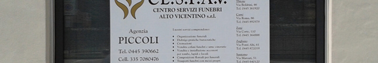 Grafica e decorazione agenzia pompe funebri