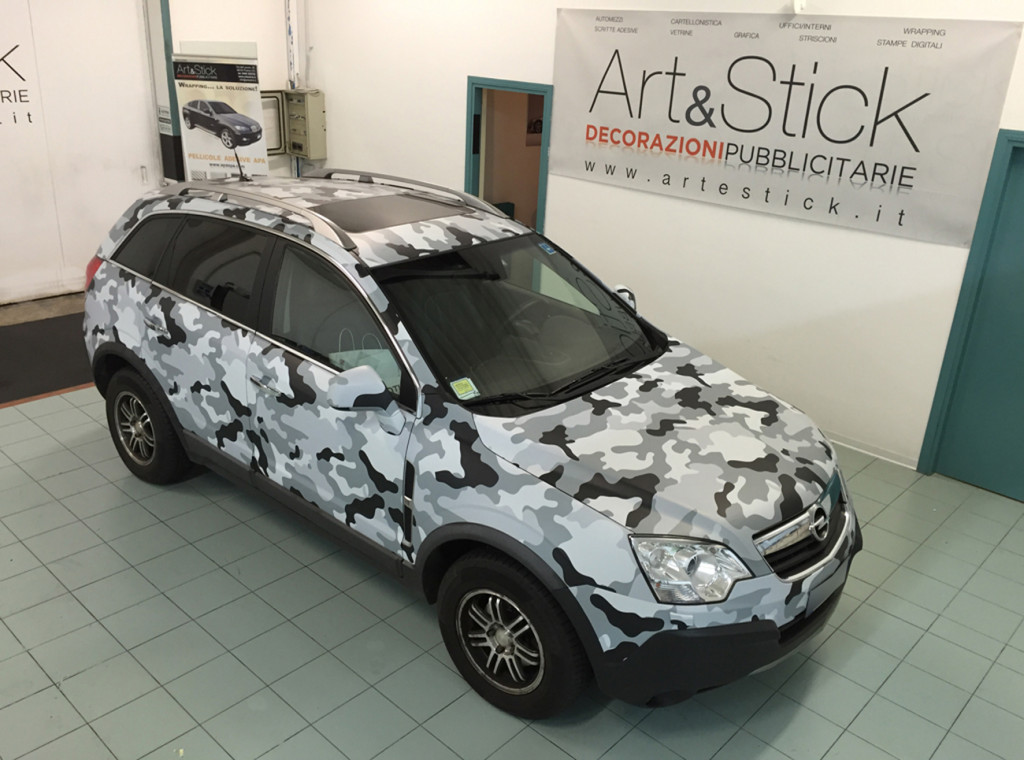 OPEL ANTARA car wrapping camouflage artic opaco