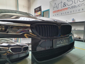 Rivestimento cromature bmw serie 5 pellicola nera lucida car wrapping thiene vicenza