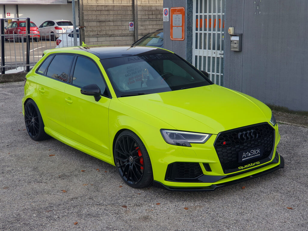 audi rs3 car wrapping hexis toxic green