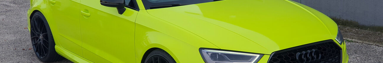 audi rs3 car wrapping hexis toxic green