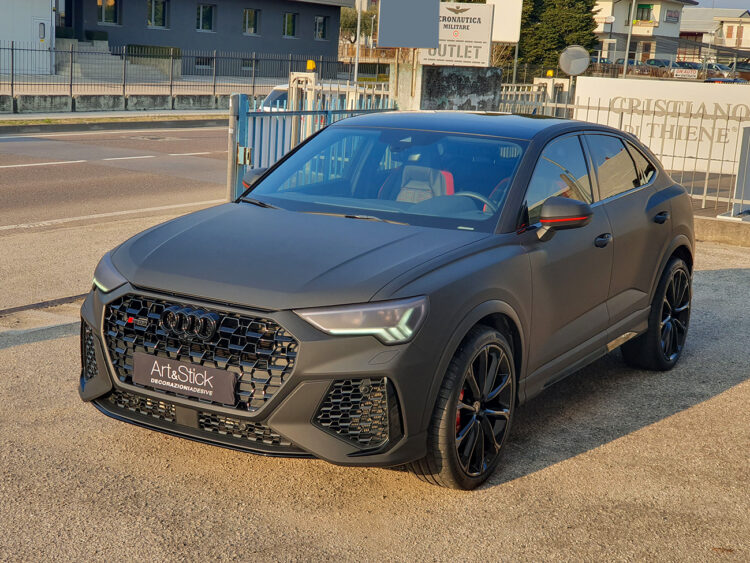 audi rsq3 car wrapping nero opaco matte black avery