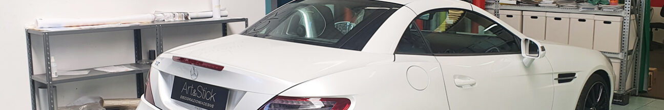 mercedes slk car wrapping avery bianco perlato lucido fari oscurati 1